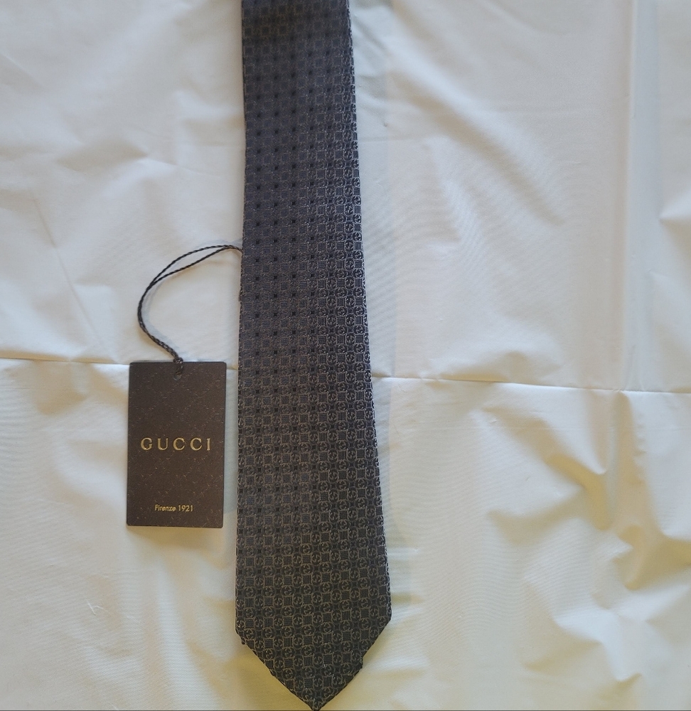Gucci Grey Interlocking GG Silk Tie